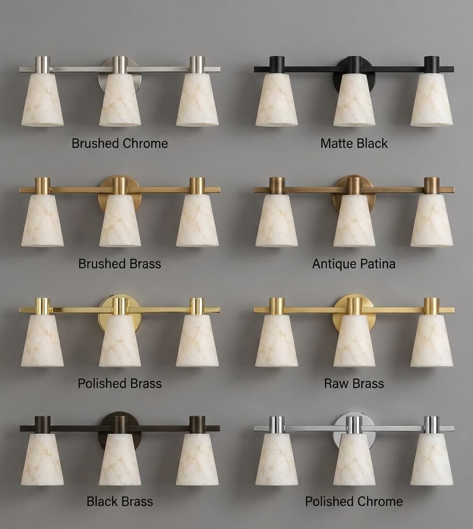 ArtLoka Modern Alabaster Bathroom Vanity Light | 3-Light Brushed Brass Wall Sconce (ALK-035) - image 1