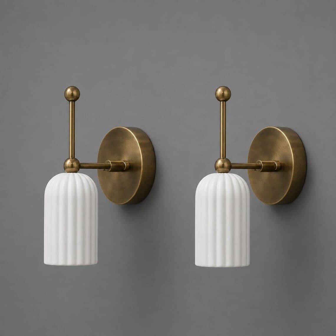 Modern brass fluted alabaster wall sconce (ALK-037) - image 1