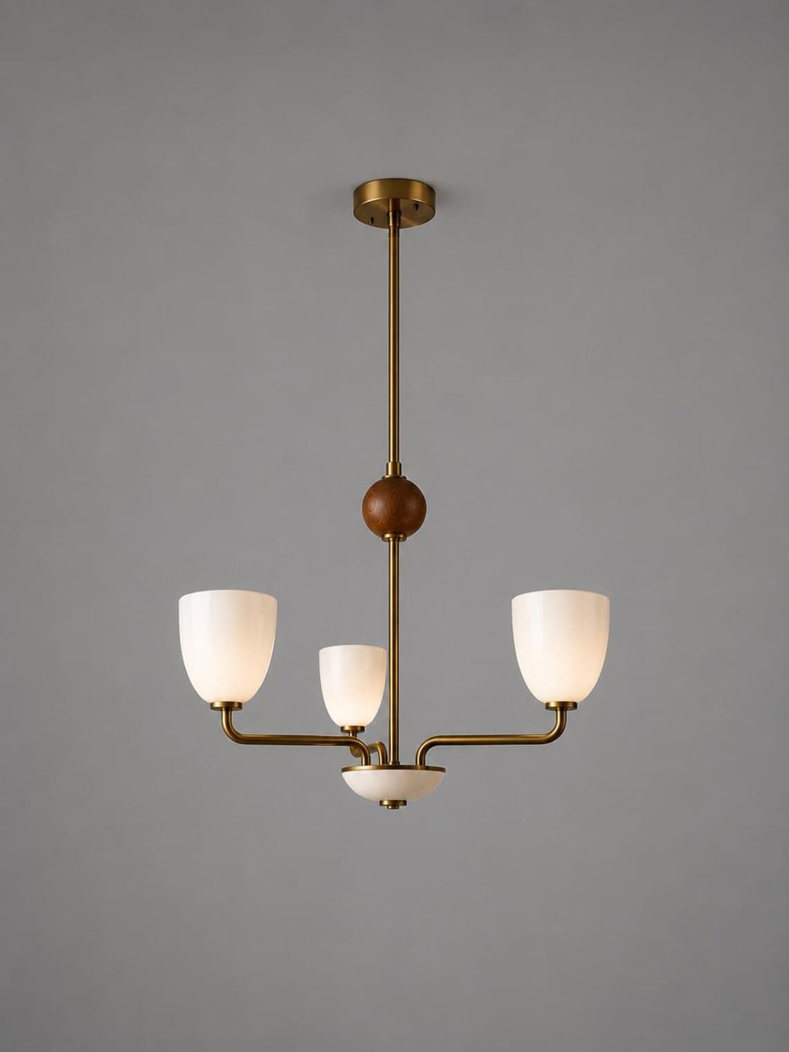 Mid century brass Stilnovo 3-light chandelier (ALK-038) - image 1