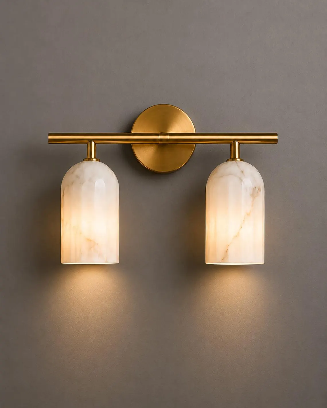2-light alabaster cone sconce in solid brass (ALK-044) - image 1