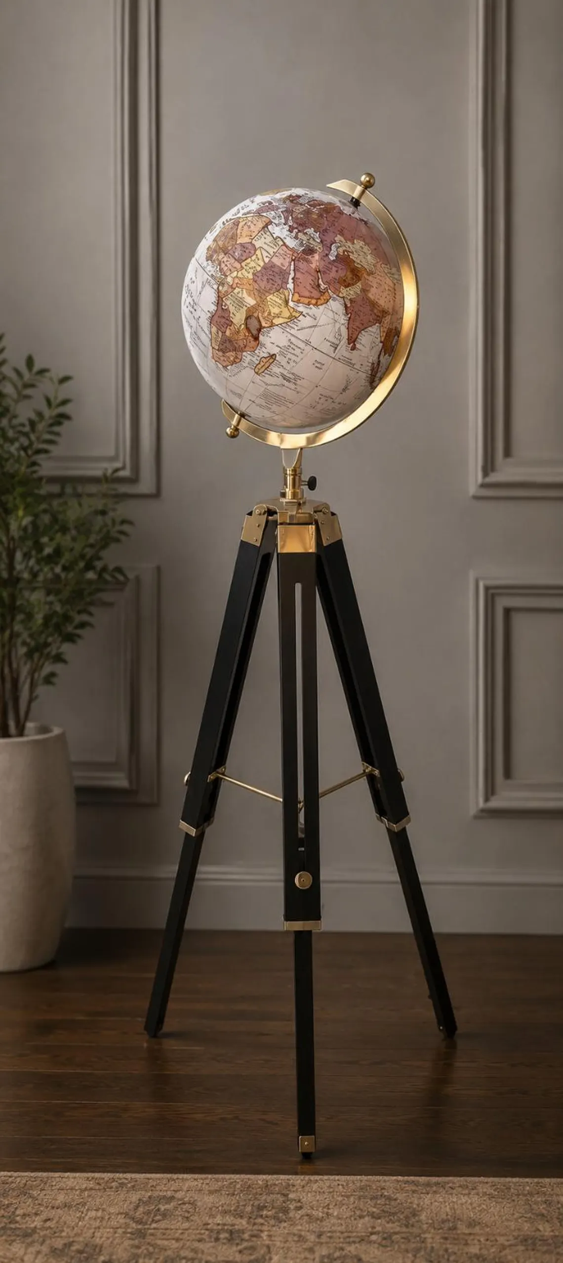 World map desk globe on black tripod stand (ALK-045) - image 1