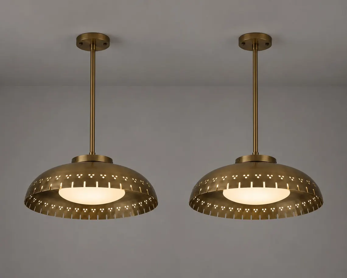 Handmade brass dome pendant, industrial hanging lamp (ALK-048) - image 1