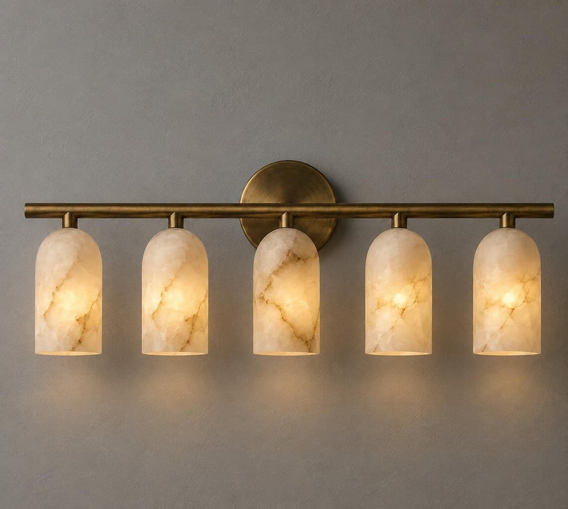 5-light alabaster antique brass vanity sconce (ALK-055) - image 1