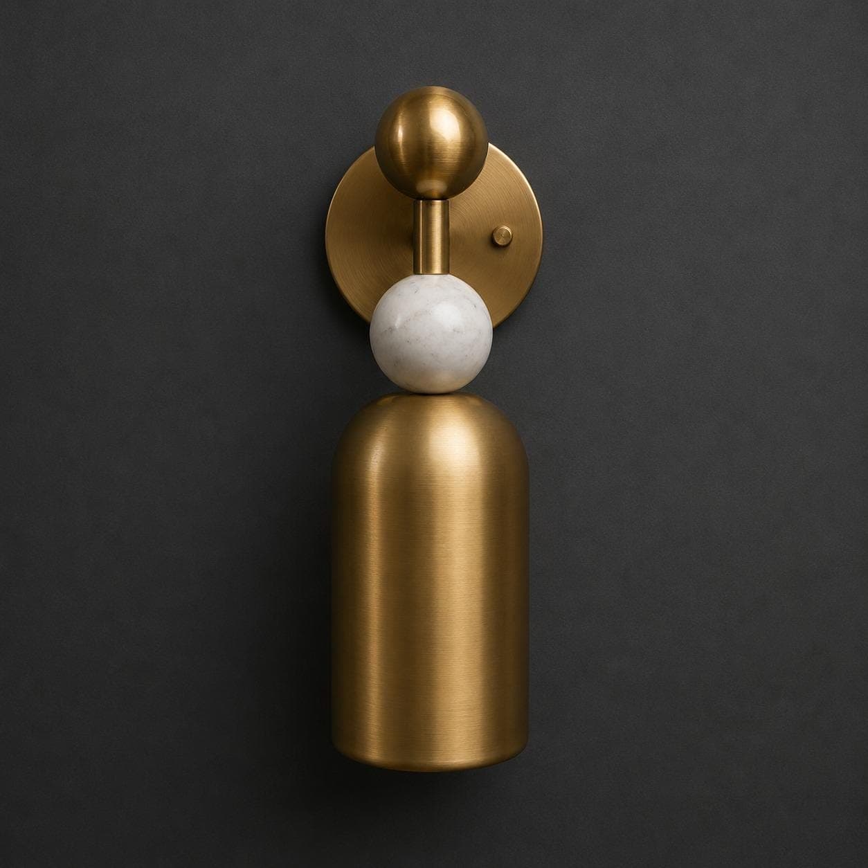 Modern brass wall sconce with alabaster marble shade — image 1 of 9